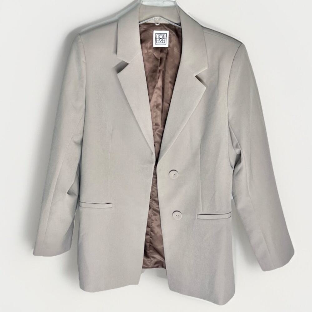 Toteme Cavo Viscose Stretch Button Front Blazer Neutral Gray Sz S - Picture 3 of 9